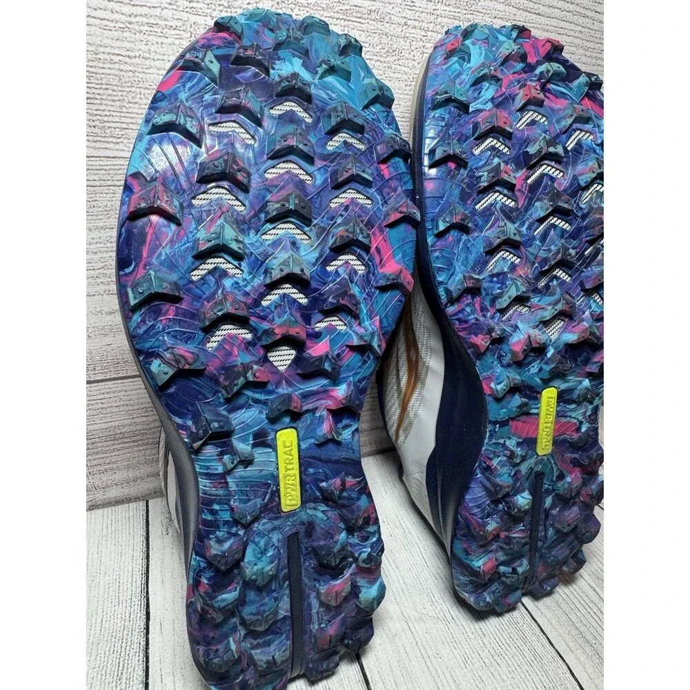 Saucony Peregrine 12 Blue Gold Pink Trail Running Sneakers Womens Sz 9.5